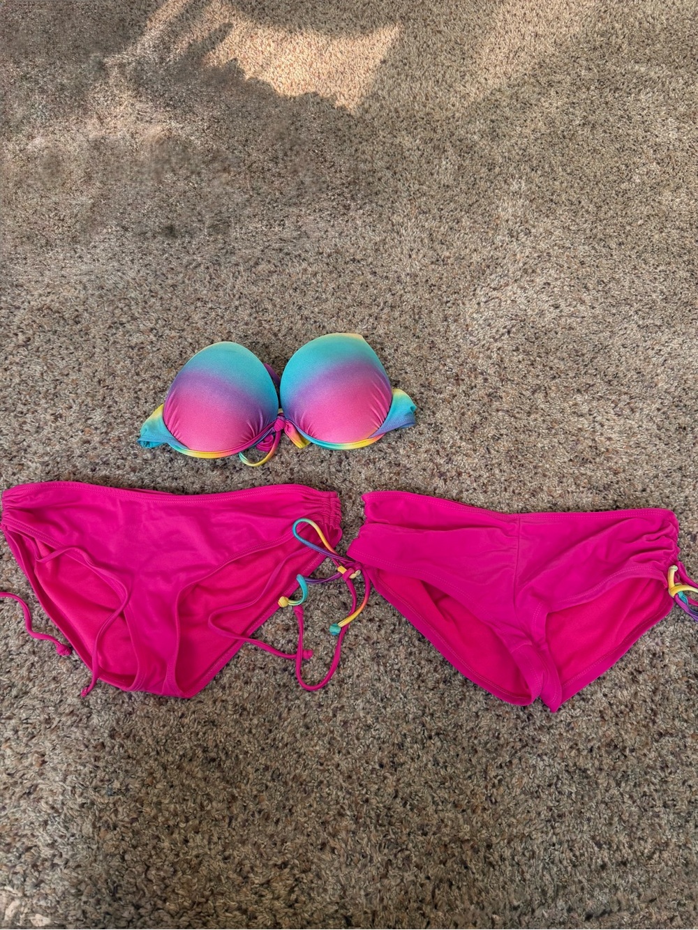 Women's Pink Rainbow Ombre Bikini Set